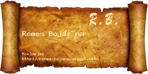 Remes Bojána névjegykártya